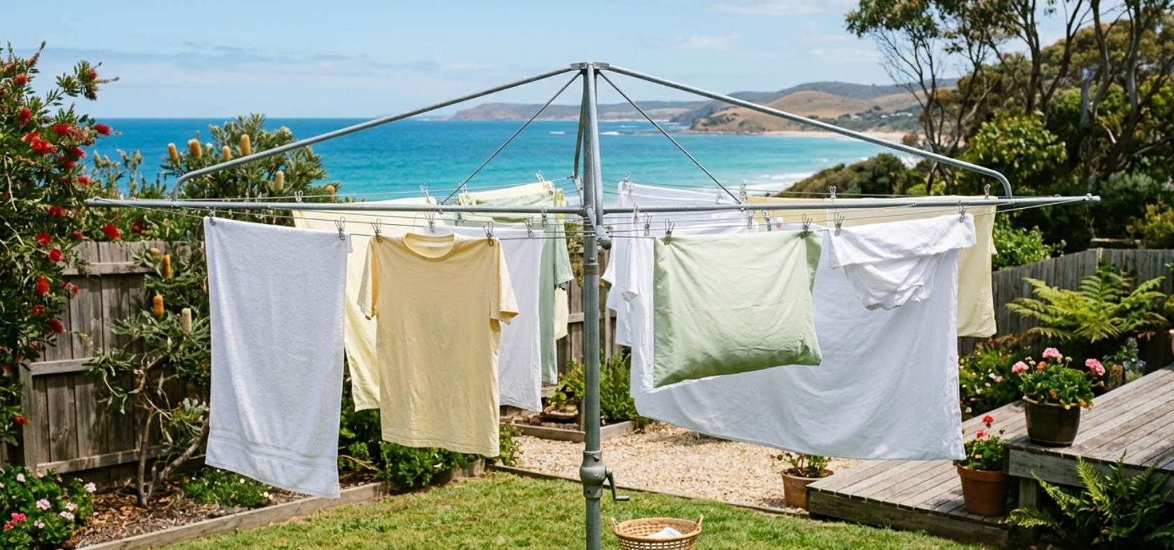 Wire Pegs on a sunny Australian clothesline